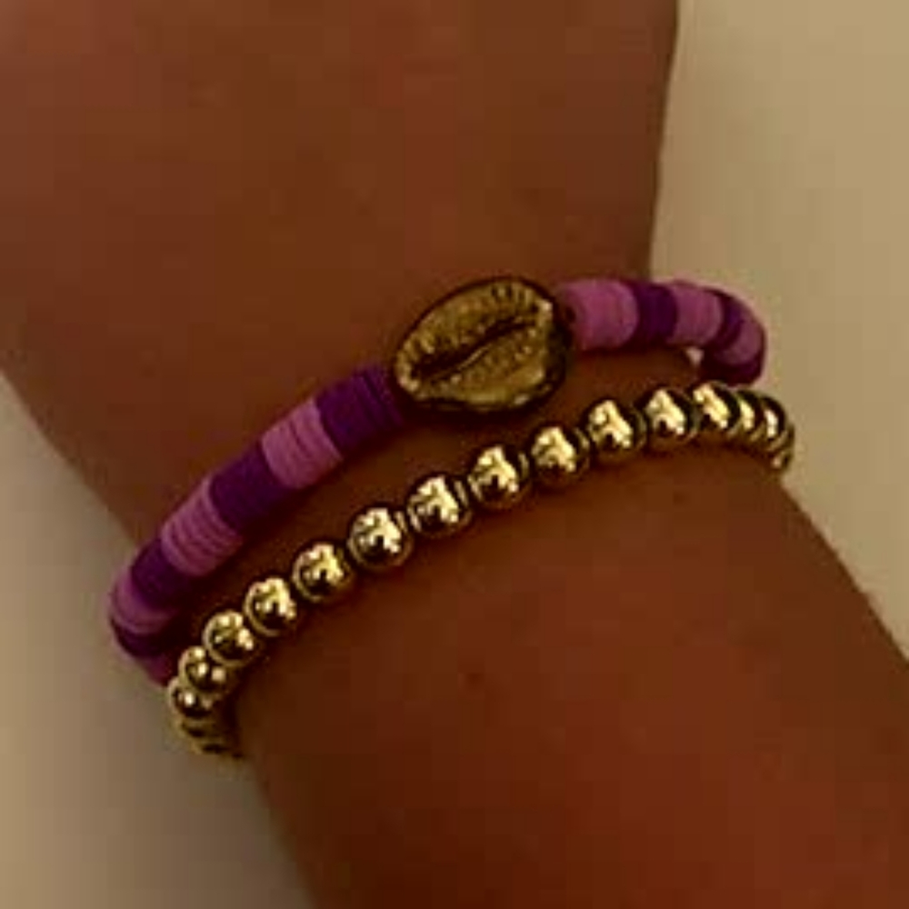 2 stacked beaded bracelets